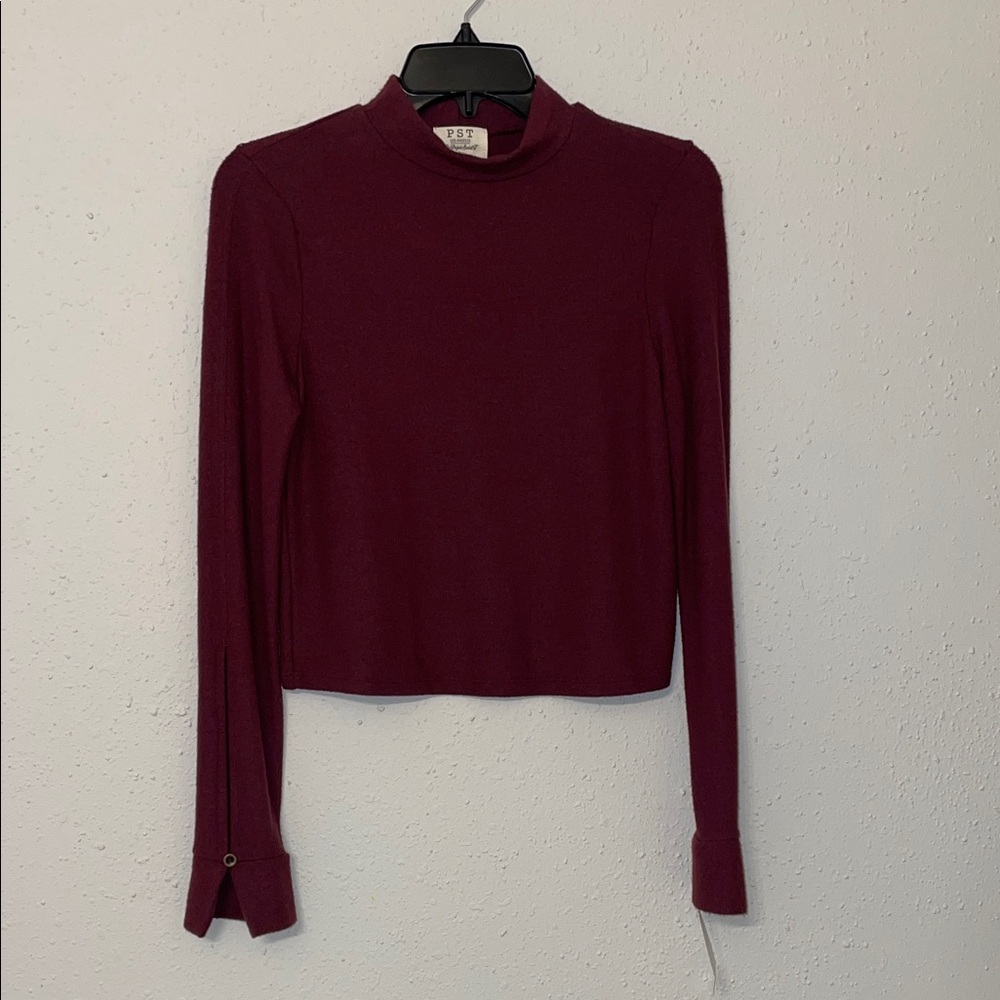 Project Social T Burgundy Long Sleeve Blouse